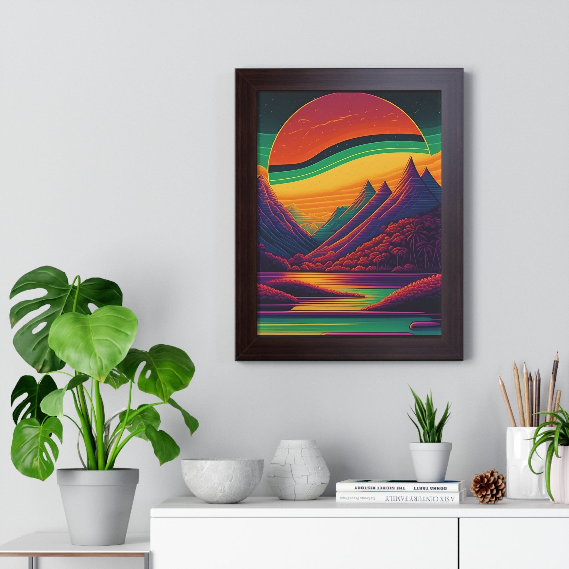 Sun raise mountain Framed Vertical Poster