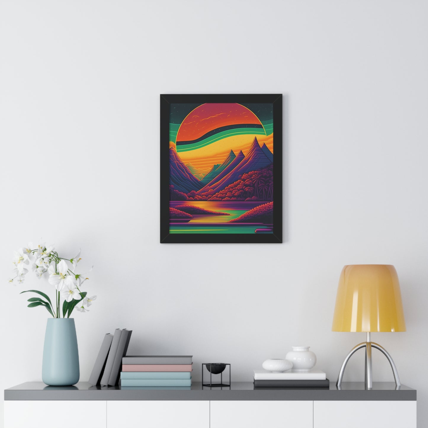 Sun raise mountain Framed Vertical Poster