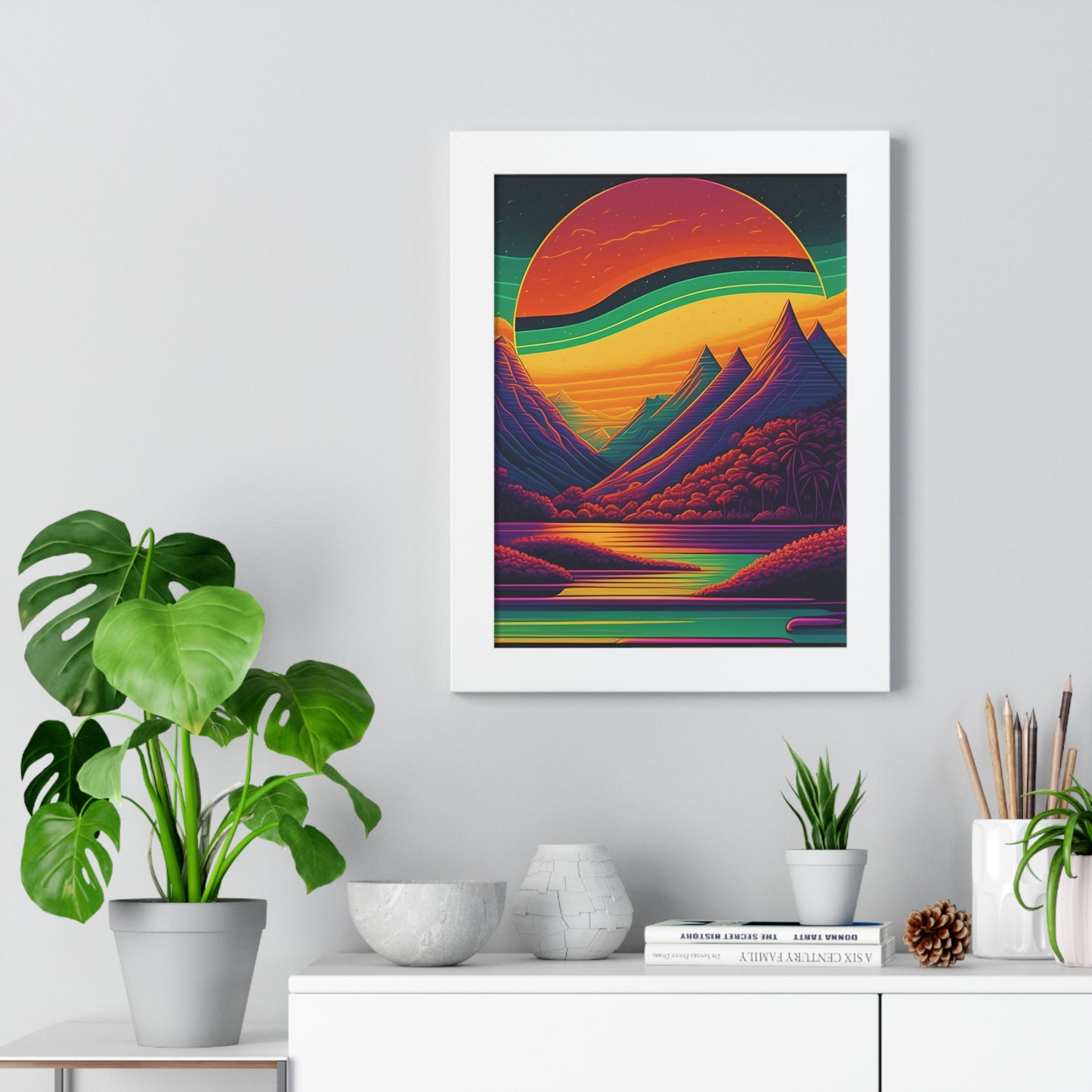 Sun raise mountain Framed Vertical Poster