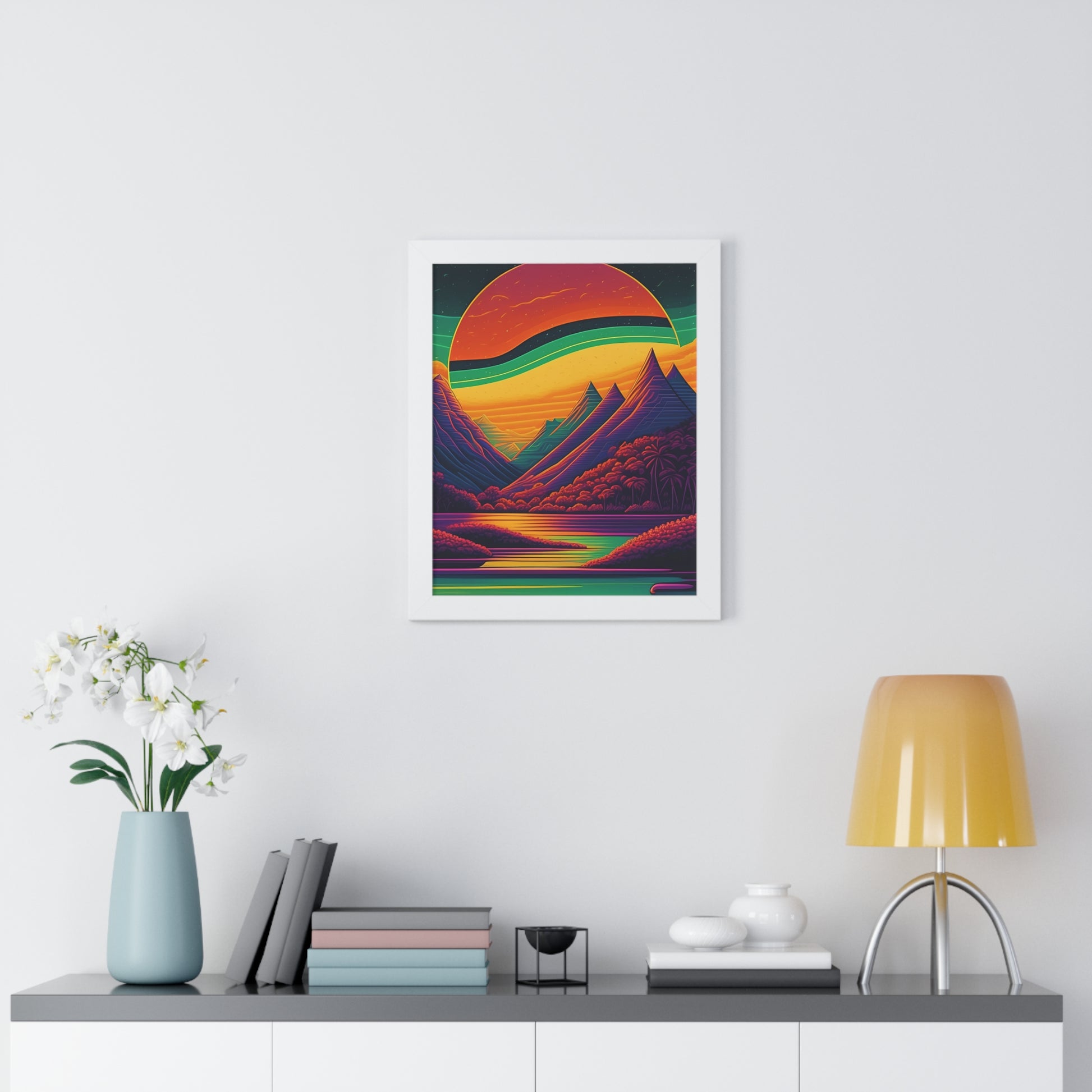 Sun raise mountain Framed Vertical Poster