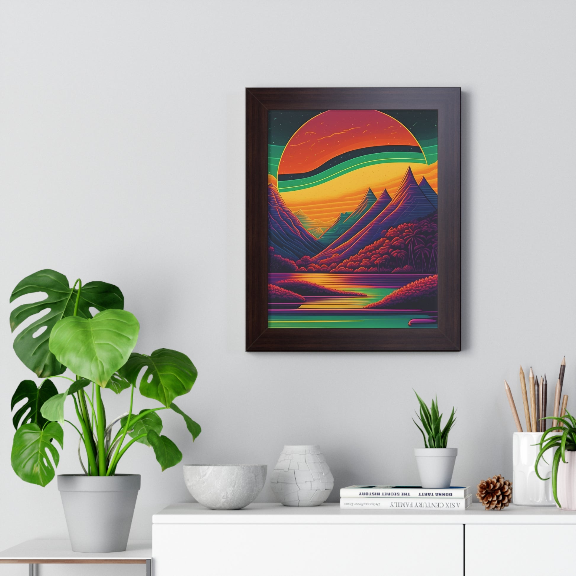 Sun raise mountain Framed Vertical Poster