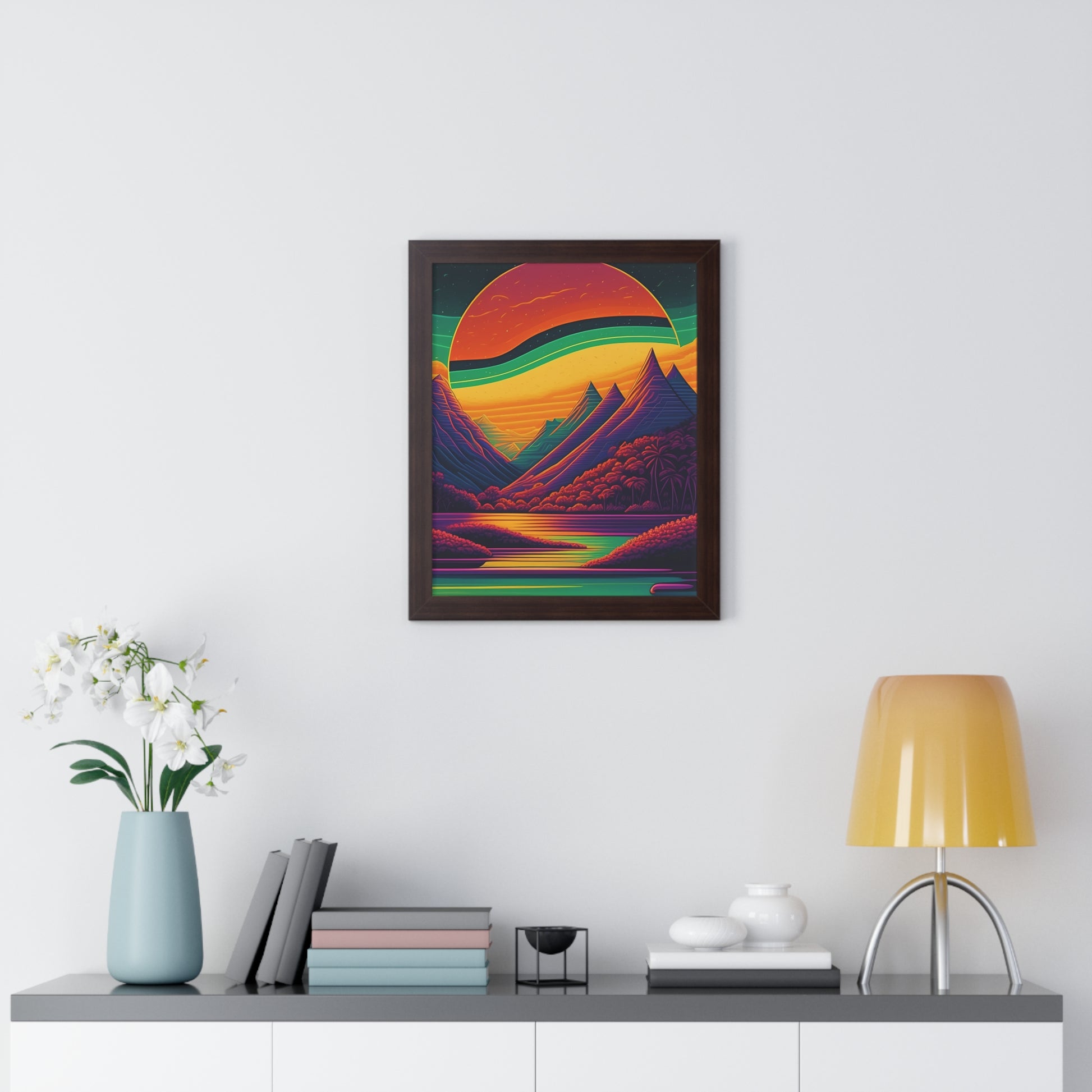 Sun raise mountain Framed Vertical Poster